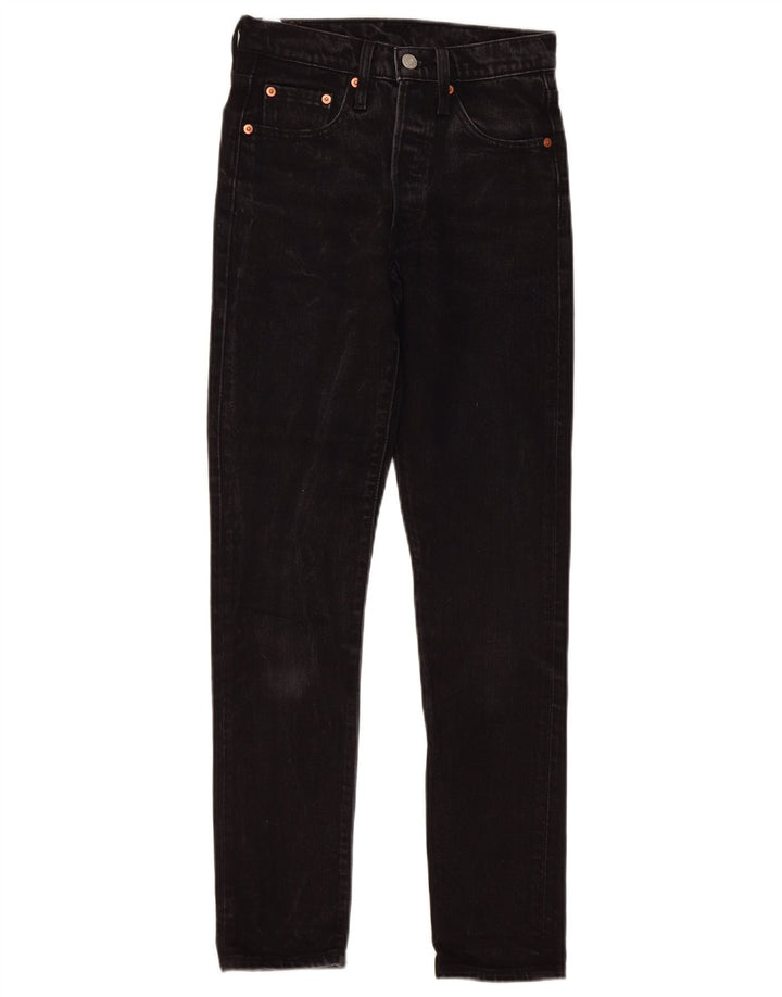 Calça jeans feminina Levi's 501 Straight W24 L30 algodão preto