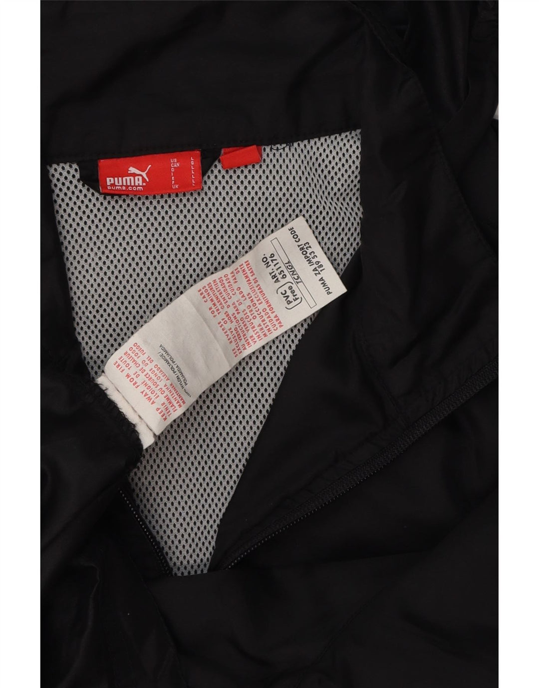 Jaqueta de chuva masculina PUMA com capuz UK 42 grande preto colorblock poliamida