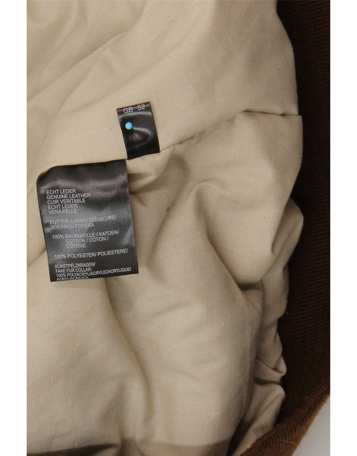 Jaqueta de couro masculina Maddox Reino Unido 52 6XL couro marrom