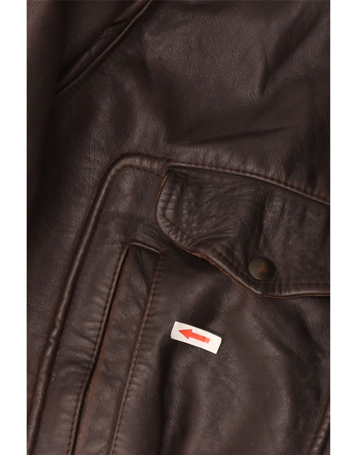 Jaqueta de couro masculina vintage UK 42 XL marrom