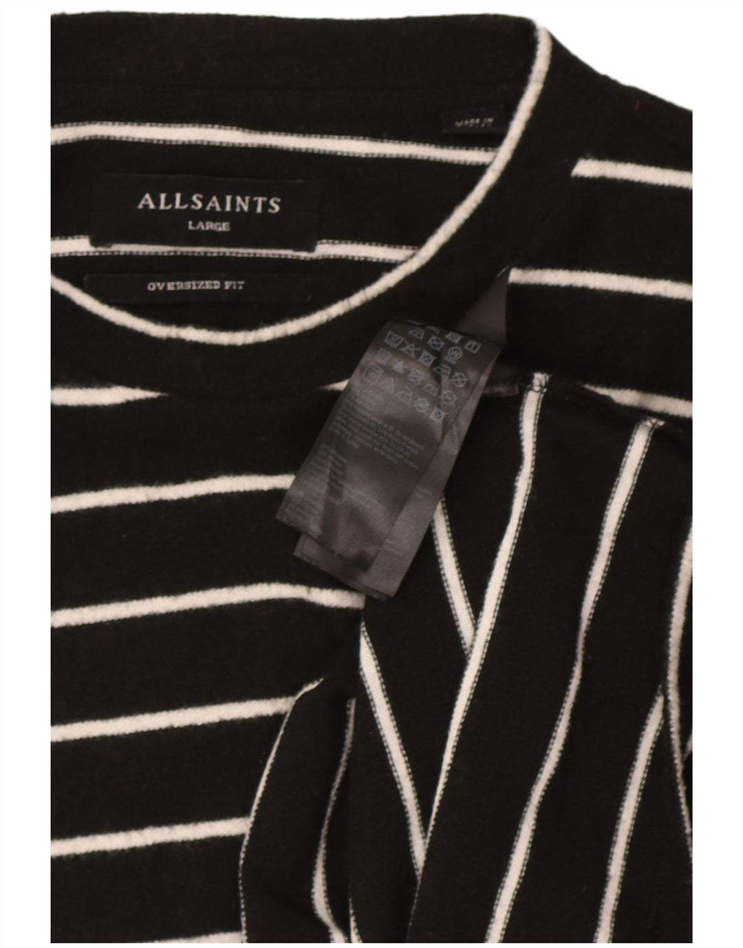 All Saints Feminino Oversized UK 16 Grande Poliéster Listrado Preto