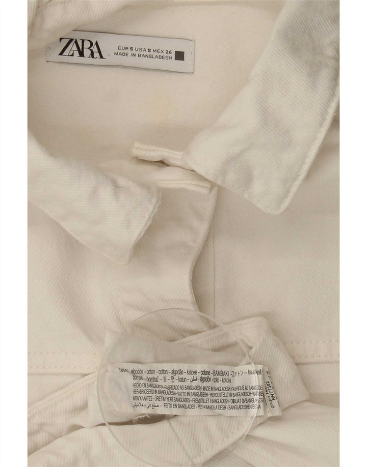 Jaqueta jeans oversized feminina Zara Reino Unido 10 algodão branco pequeno