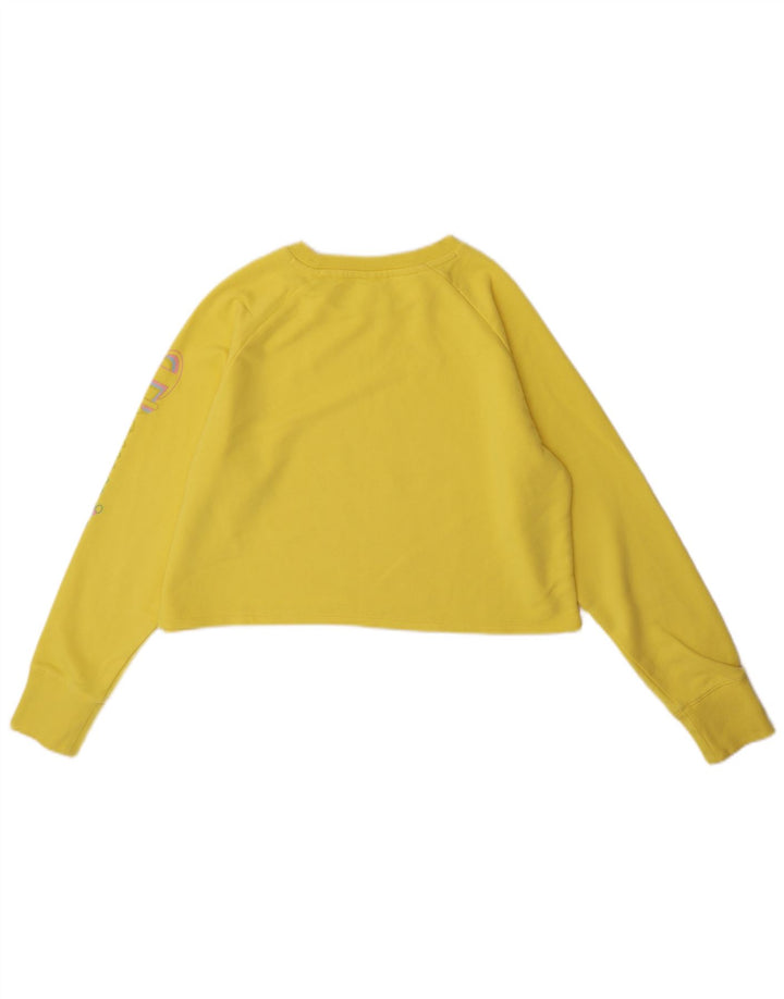 Champion feminino crop gráfico moletom jumper UK 14 médio amarelo