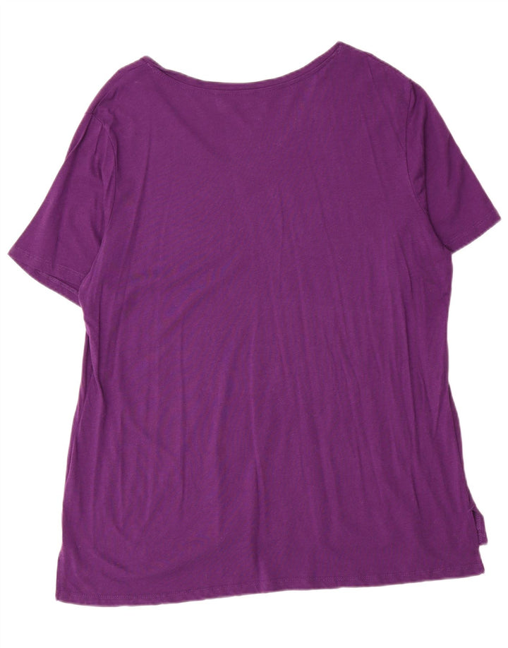 Camiseta feminina EDDIE BAUER UK 20 2XL algodão roxo