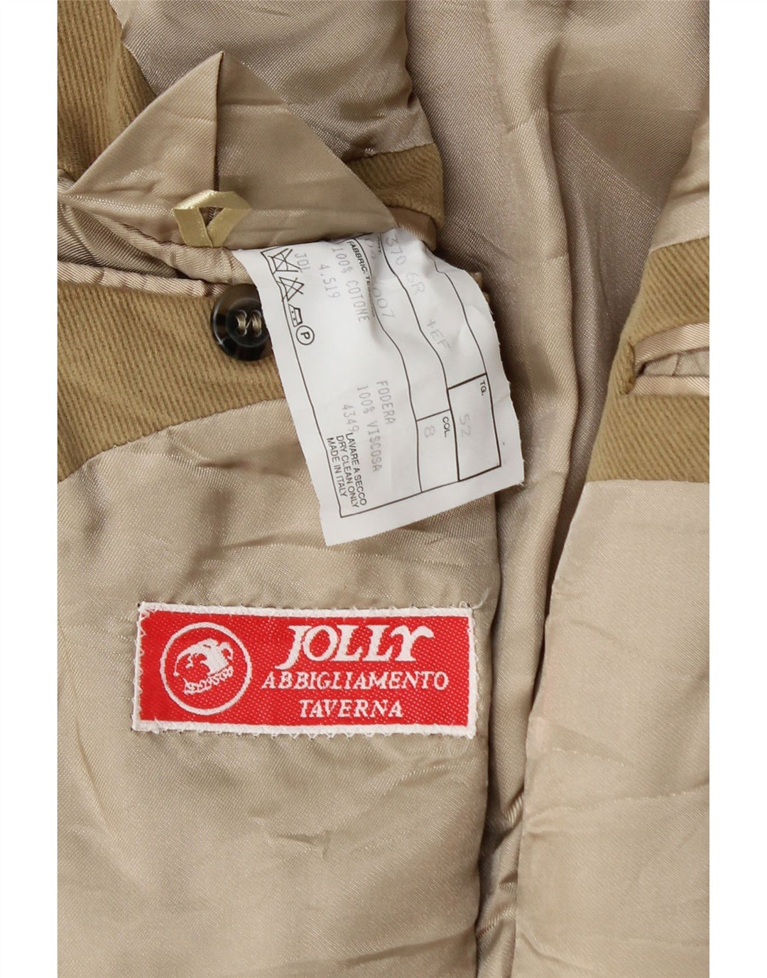 Jaqueta blazer masculina Velluto Duca Visconti com 3 botões IT 52 XL algodão bege