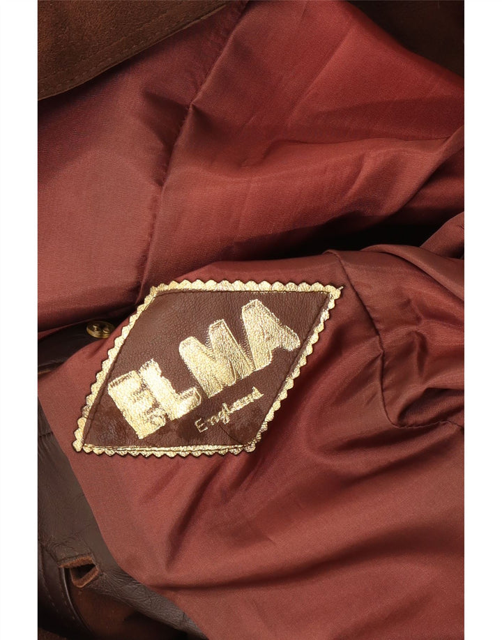 Sobretudo de camurça vintage feminino Reino Unido 8 pequeno marrom