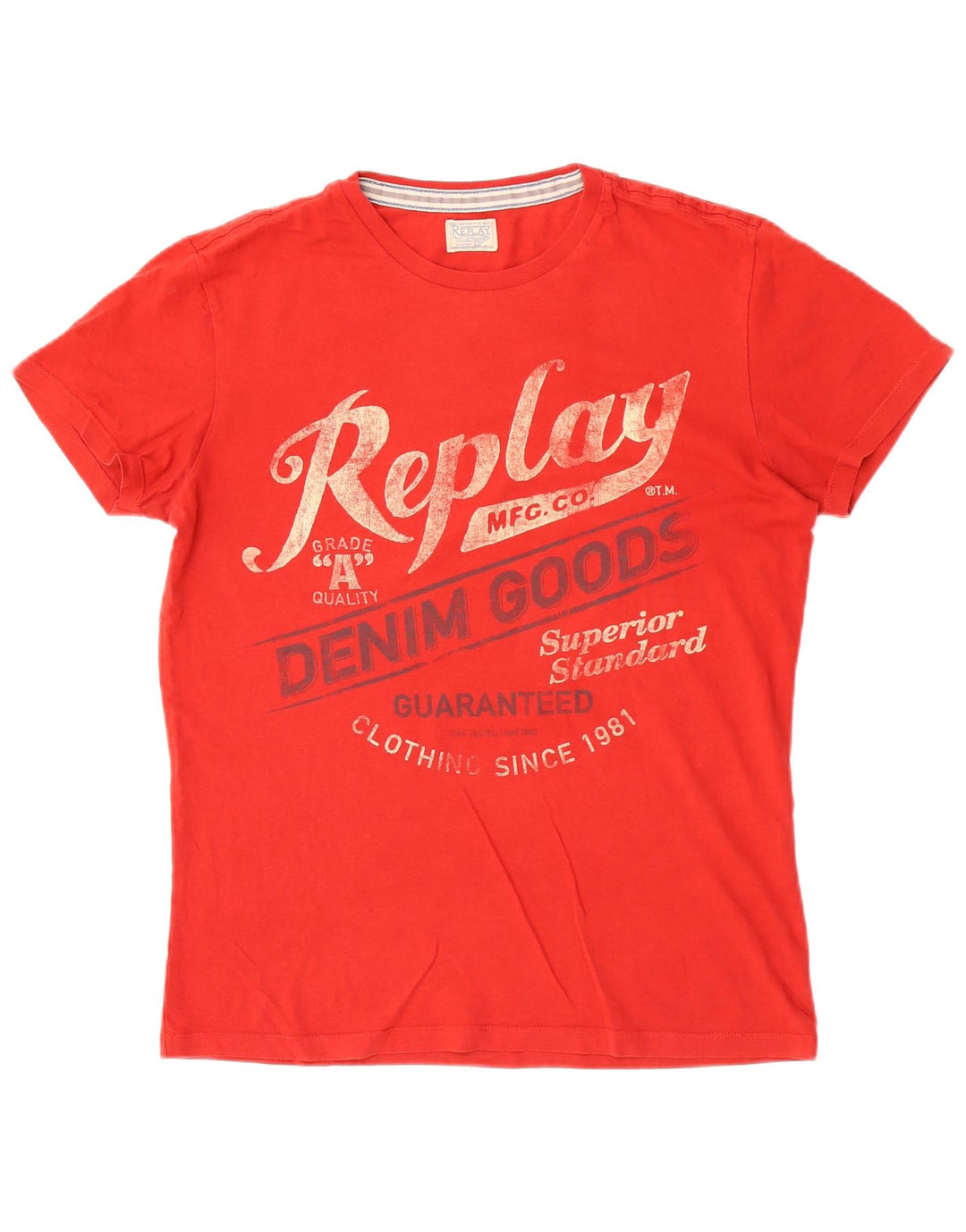 Camiseta gráfica masculina Replay Top médio vermelho