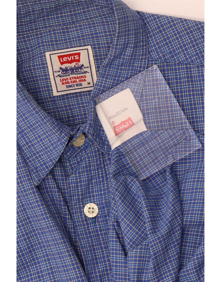 Camisa masculina Levi's de algodão xadrez azul médio