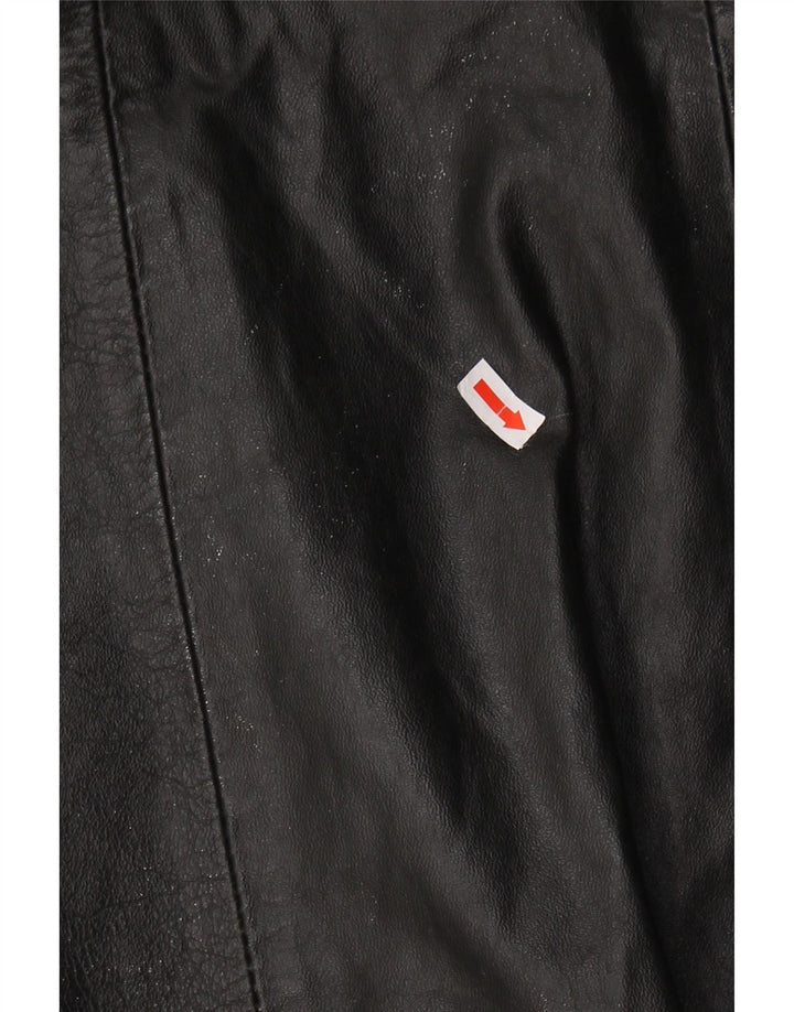 Casaco de couro feminino VINTAGE UK 10 pequeno couro preto