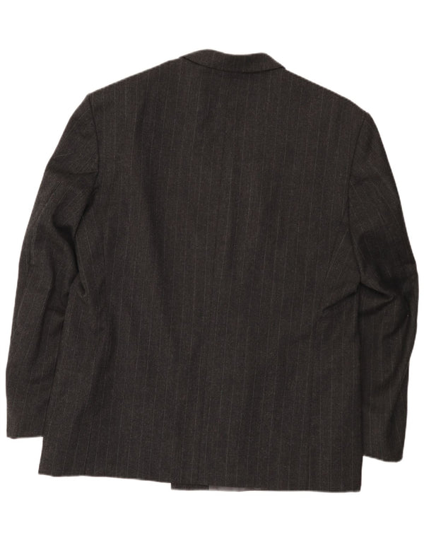 Jaqueta blazer masculina vintage com peito duplo UE 54 2XL lã listrada cinza
