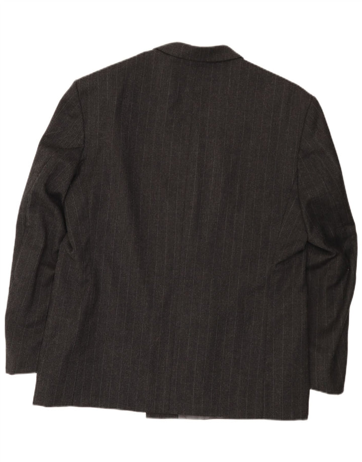 Jaqueta blazer masculina vintage com peito duplo UE 54 2XL lã listrada cinza