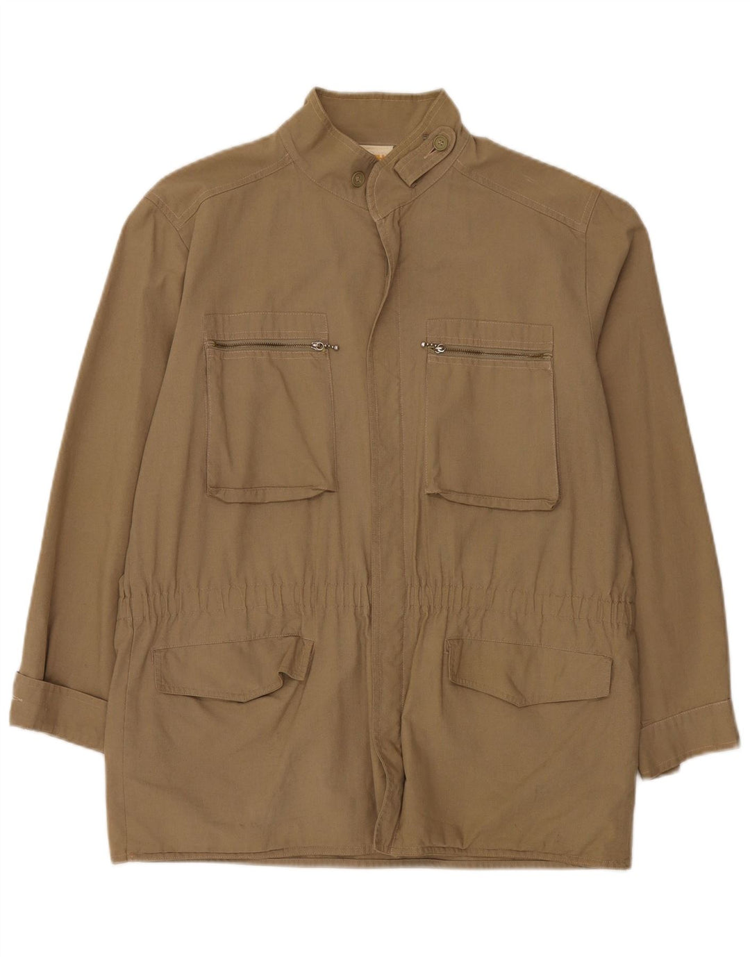 Jaqueta utilitária masculina vintage EU 48 algodão cáqui médio