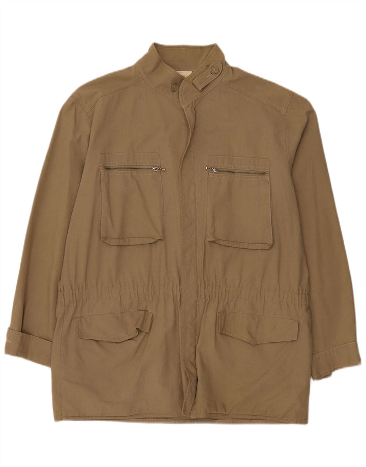 Jaqueta utilitária masculina vintage EU 48 algodão cáqui médio