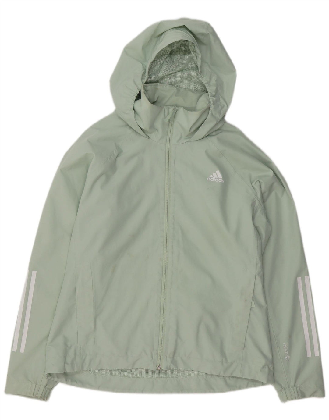 Casaco de chuva com capuz feminino Adidas UK 16/18 grande poliéster verde