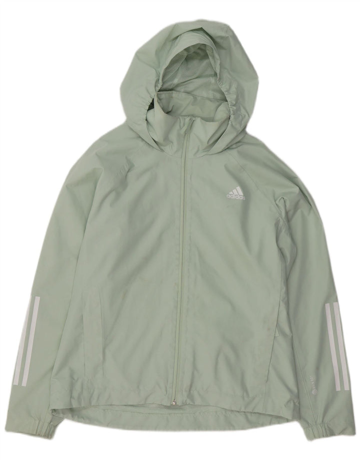 Casaco de chuva com capuz feminino Adidas UK 16/18 grande poliéster verde