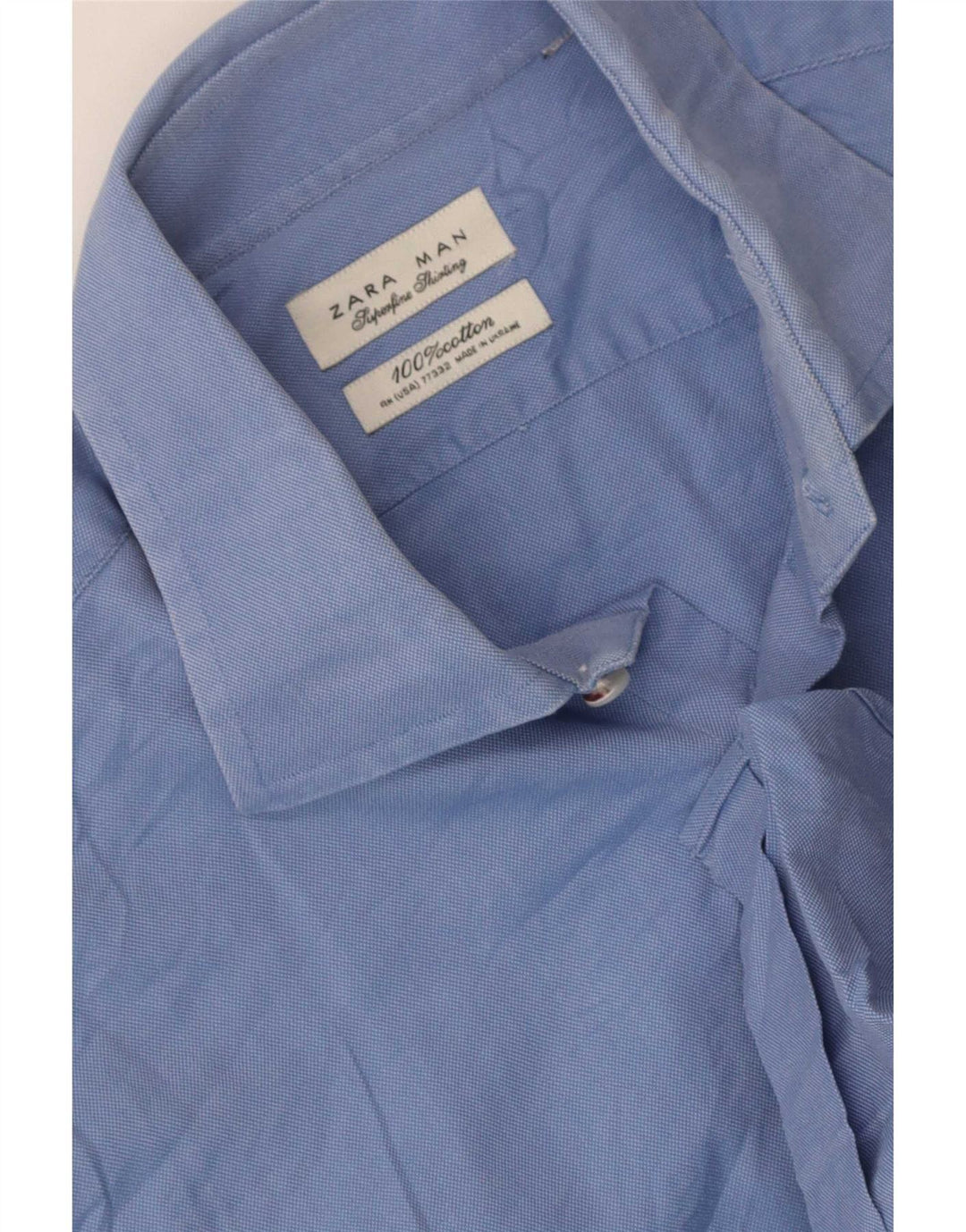 Zara Camisa masculina azul médio algodão