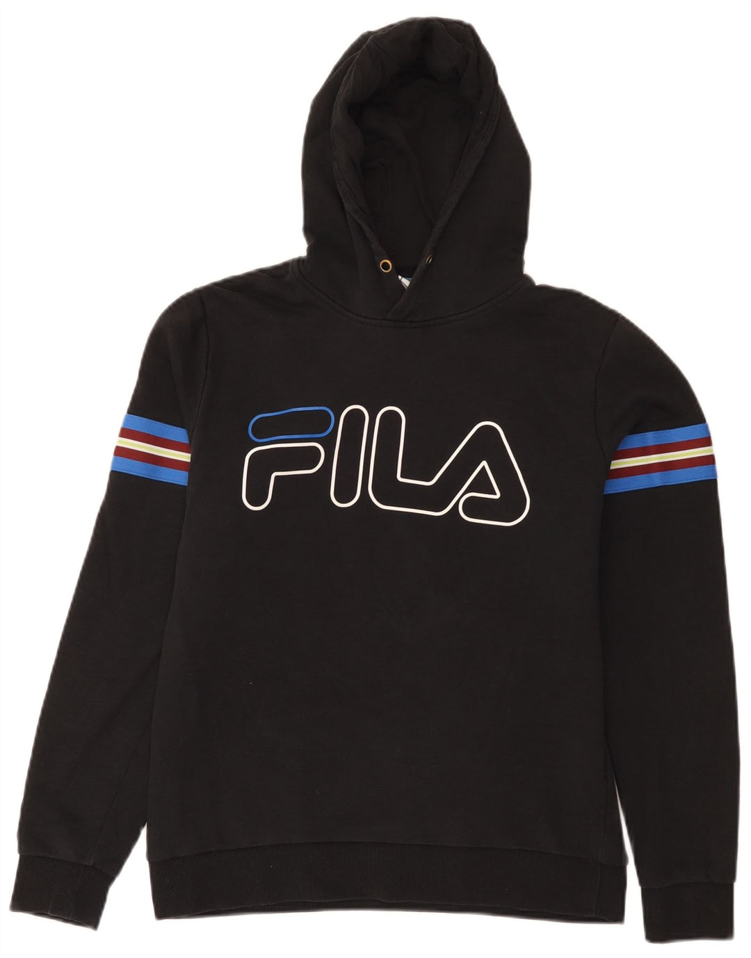 Fila Mens Graphic Hoodie Jumper Médio Algodão Preto