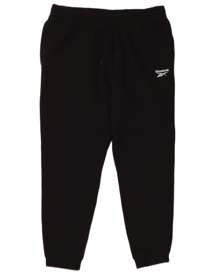 Reebok Mens Treino Calças Joggers Pequeno Algodão Preto