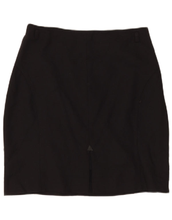 Minissaia feminina de cintura alta UK 18 XL W30 lã virgem preta