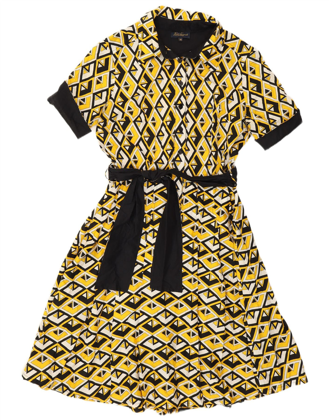 Vestido feminino Luisa Spagnoli evasê IT 46 grande amarelo geométrico