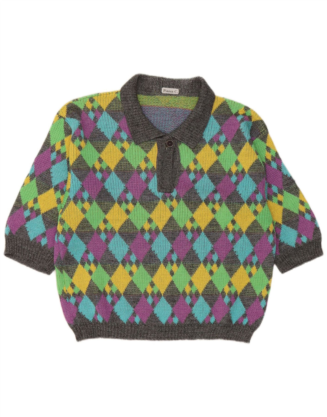 Suéter feminino Piazza com gola polo e gola polo UK 14 médio multicolorido