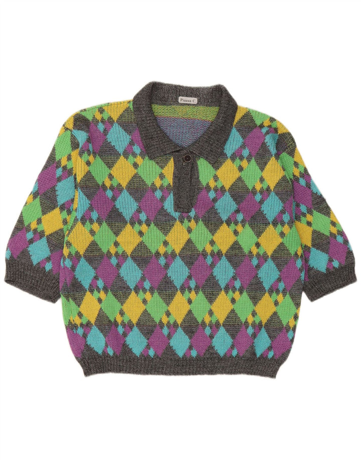 Suéter feminino Piazza com gola polo e gola polo UK 14 médio multicolorido