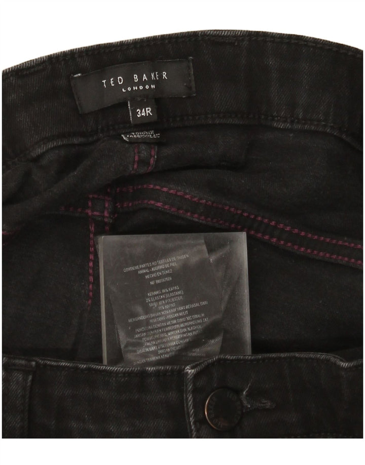 Ted Baker Mens Jeans Slim W34 L30 Poliéster Preto