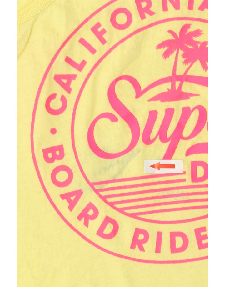Top de colete gráfico feminino Superdry UK 12 algodão amarelo médio