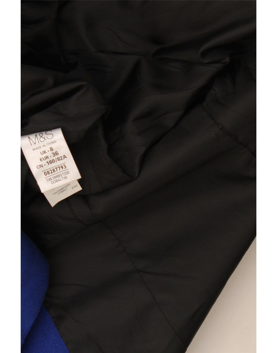 Sobretudo feminino Marks & Spencer UK 8 pequeno azul poliéster