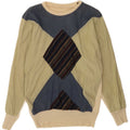 Suéter vintage masculino com gola canoa pequeno multicolorido Argyle/Diamante