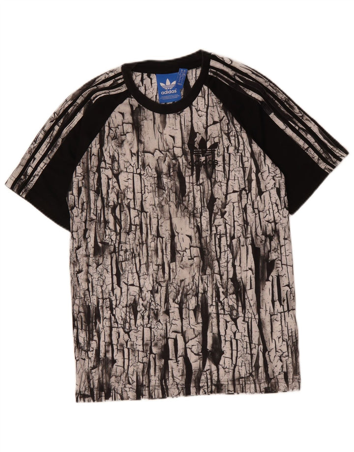 ADIDAS Mens Abstract Pattern Graphic T-Shirt Top XS Preto Poliéster