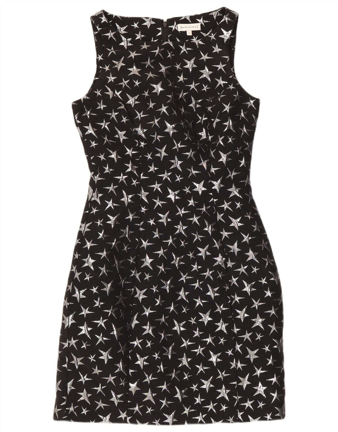 WAREHOUSE Vestido feminino com bainha com padrão abstrato Reino Unido 8 pequeno preto