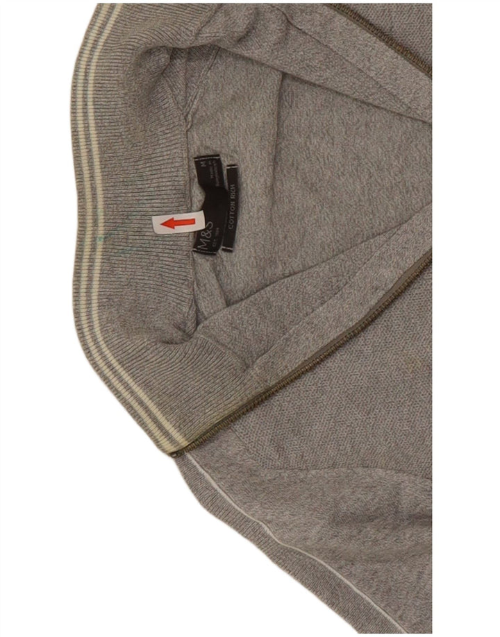 Jaqueta masculina de agasalho Marks & Spencer algodão cinza médio