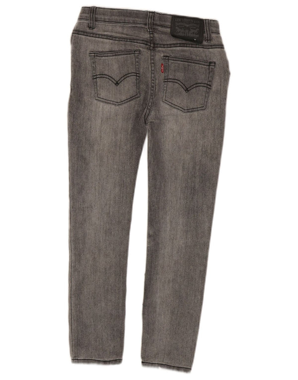 Jeans skinny tapered para meninas Levi's 7-8 anos W24 L22 algodão cinza