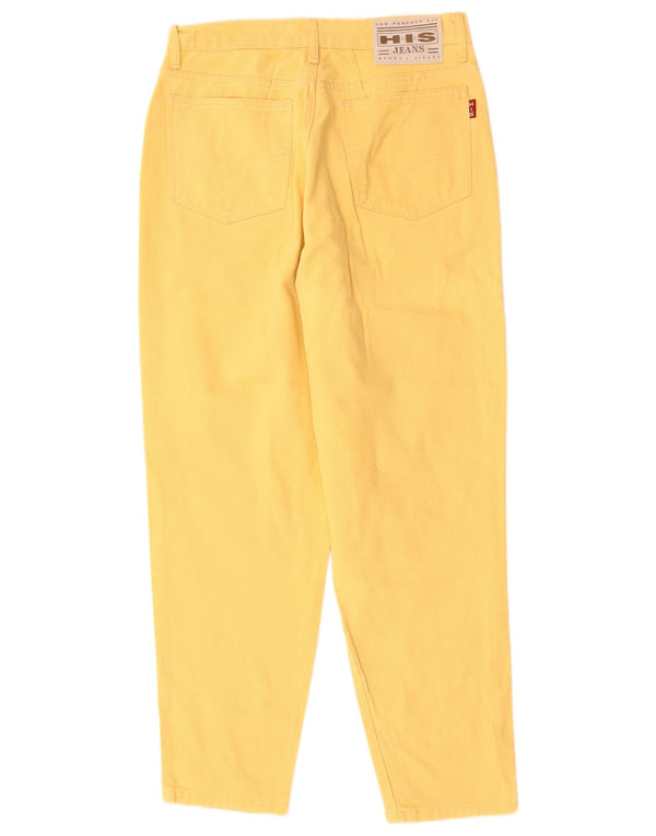 Calça jeans feminina de cintura alta H.I.S UK 18 XL W32 L28 algodão amarelo