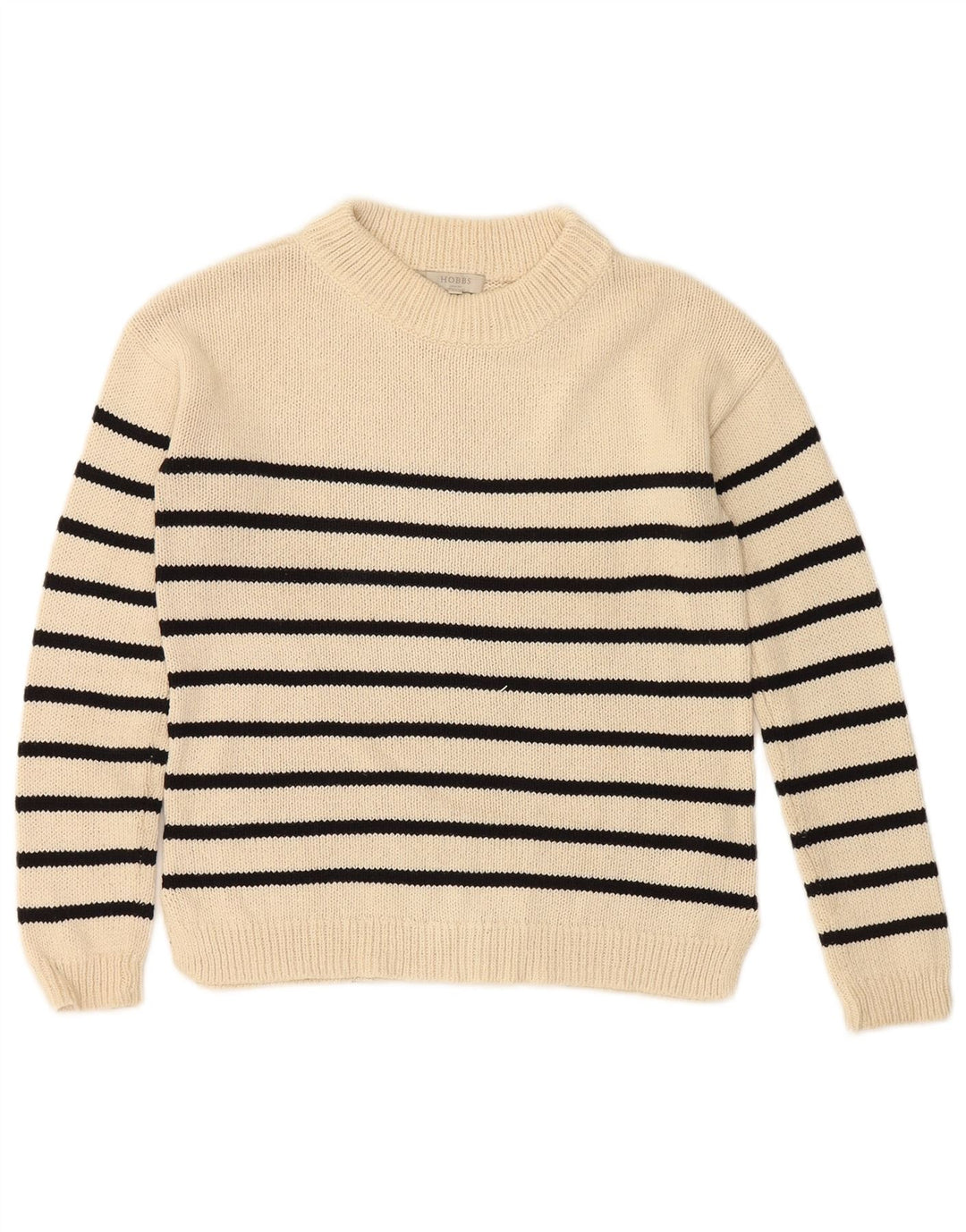 HOBBS Suéter feminino oversized com gola redonda Reino Unido 6 XS listrado branco