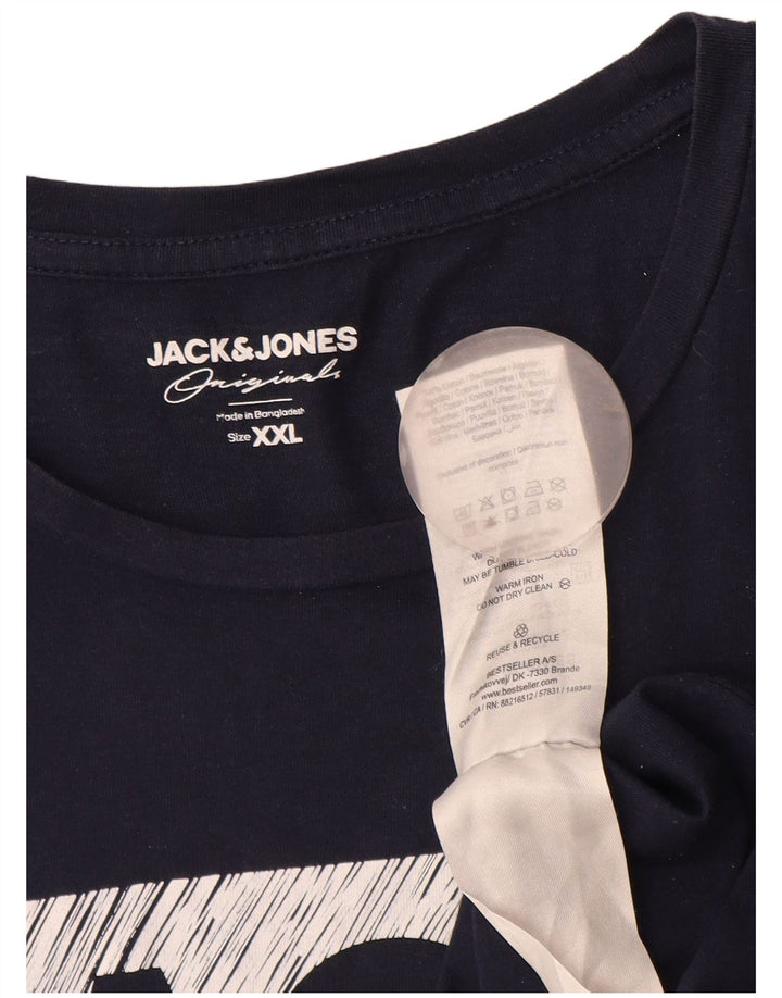 Camiseta gráfica masculina JACK & JONES 2XL algodão azul marinho