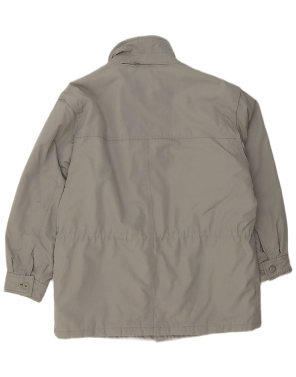 Jaqueta utilitária masculina vintage com capuz UK 40 grande cinza