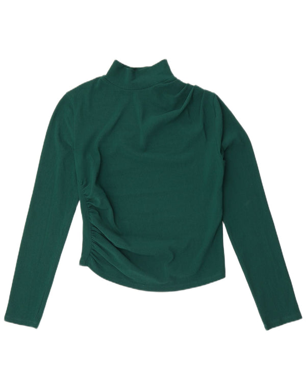 Zara Womens Crop Top Manga Longa Reino Unido 12 Verde Médio