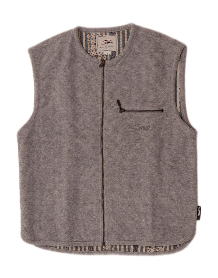 Silvy Mens Fleece Gilet UK 40 Grande Poliéster Cinza