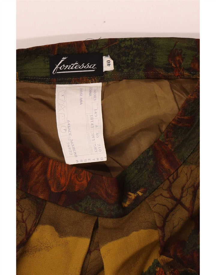 Calça capri feminina vintage com padrão abstrato IT 40 pequena W24 L18 multicol