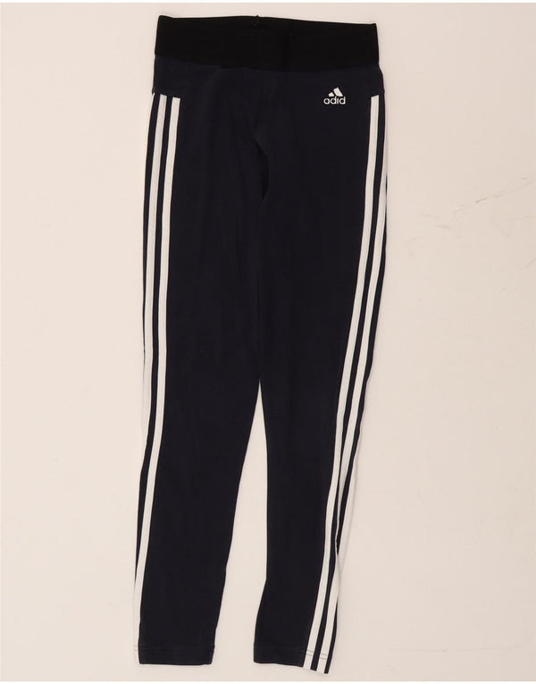 Leggings Adidas Femininas UK 4/6 XS Azul Marinho Colorblock Algodão