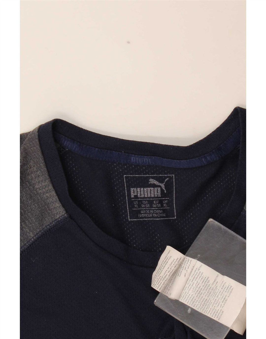 Camiseta masculina Puma Top XL azul marinho colorblock poliéster