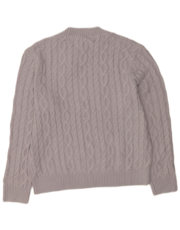 Suéter masculino Tommy Hilfiger com gola redonda e algodão roxo médio