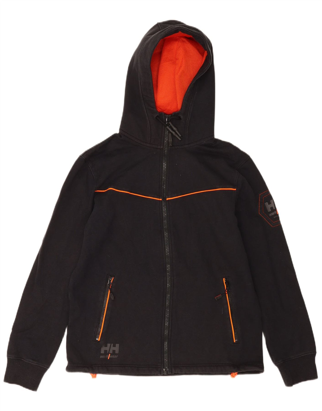 Suéter masculino Helly Hansen com capuz e zíper gráfico grande de algodão preto
