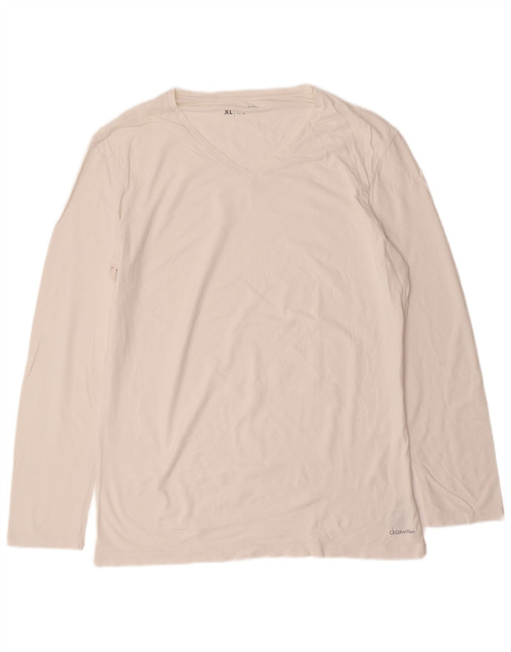 CALVIN KLEIN JEANS Top masculino de manga comprida XL algodão branco