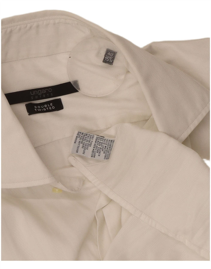 Camisa masculina UNGARO tamanho 40 15 1/2 algodão branco médio