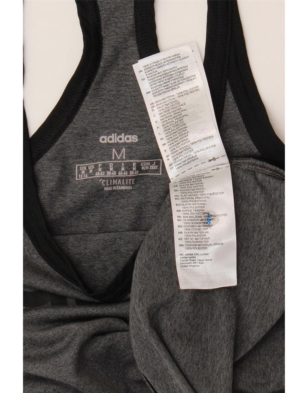ADIDAS Womens Climalite Graphic Vest Top UK 12/14 Médio Cinza Poliéster