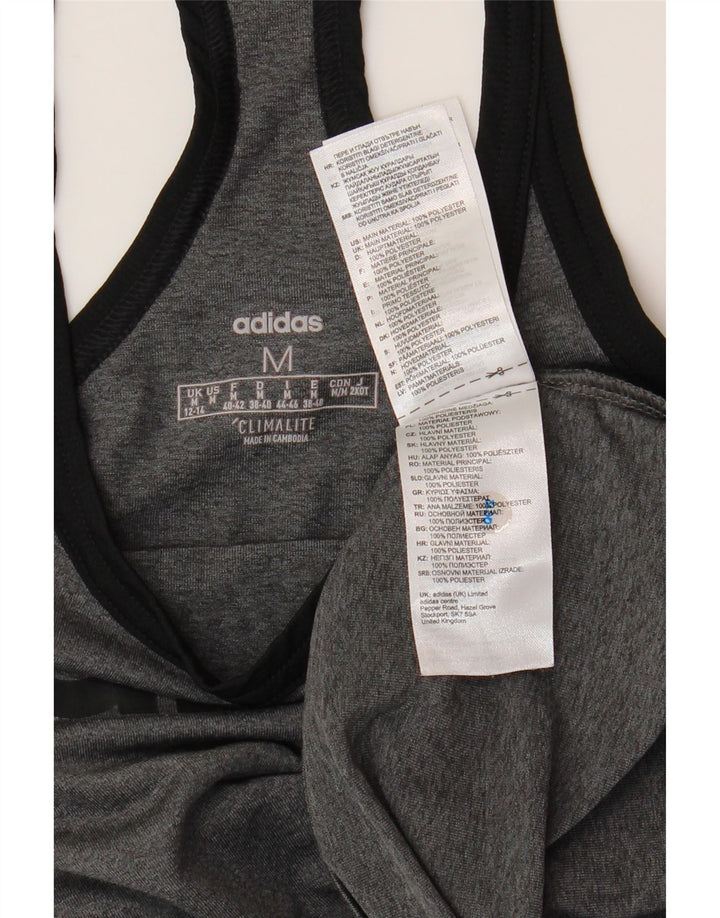 ADIDAS Womens Climalite Graphic Vest Top UK 12/14 Médio Cinza Poliéster