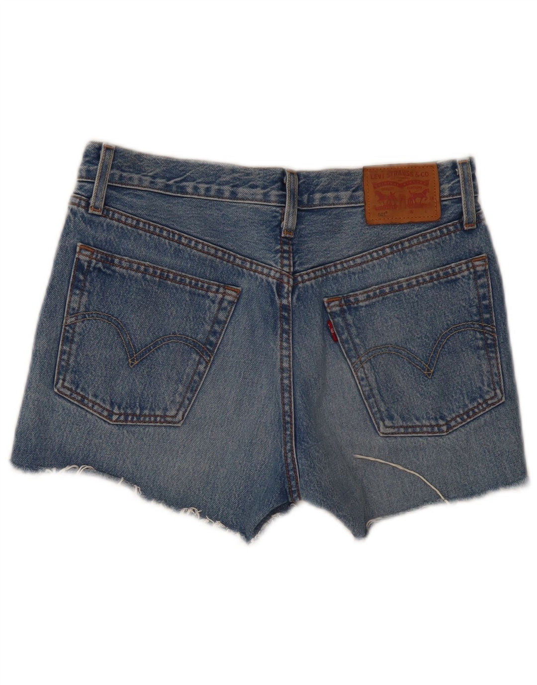 Shorts jeans feminino Levi's 501 desgastado W26 pequeno algodão azul